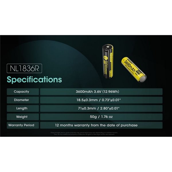 Batería NL1836R recargable Li-Ion 3600mAh 3.6V con USB-C
