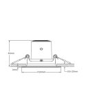 Downlight LED regulable empotrable POMERON 5W, luz neutra 4000K 330Lm IP20, Ø107,4mm EyeComfort Medidas