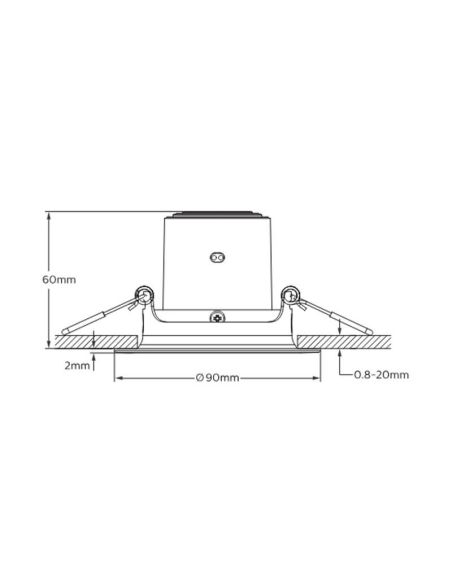 Downlight LED regulable empotrable POMERON 5W, luz neutra 4000K 330Lm IP20, Ø107,4mm EyeComfort Medidas