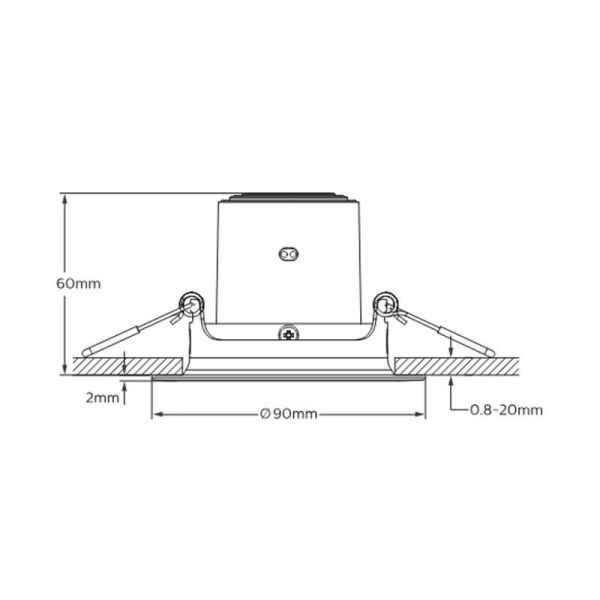 Downlight LED regulable empotrable POMERON 5W, luz neutra 4000K 330Lm IP20, Ø107,4mm EyeComfort Medidas