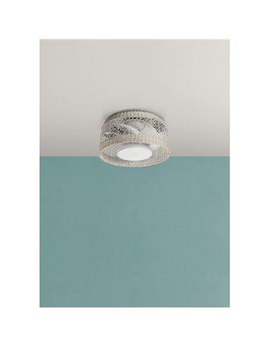 Ventilateur de plafond LED Ibiza en rotin blanc, Ø61cm, 24W, CCT avec télécommande