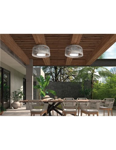 Ventilateur de plafond LED Ibiza en rotin blanc, Ø61cm, 24W, CCT avec télécommande