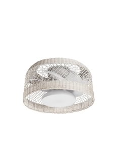 Ventilateur de plafond LED Ibiza en rotin blanc, Ø61cm, 24W, CCT avec télécommande