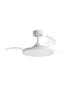 Ventilateur de plafond LED CORFU 30W à pales repliables, blanc, Ø107cm, 33W, CCT, avec télécommande