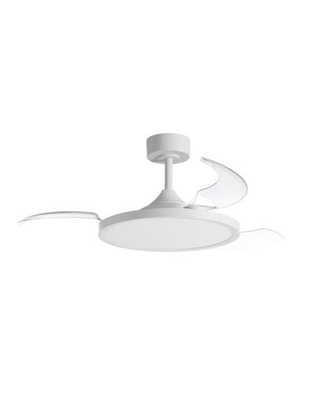 Ventoinha de teto LED CORFU 30W com pás dobráveis, branco, Ø107cm, 33W, CCT, com controle remoto