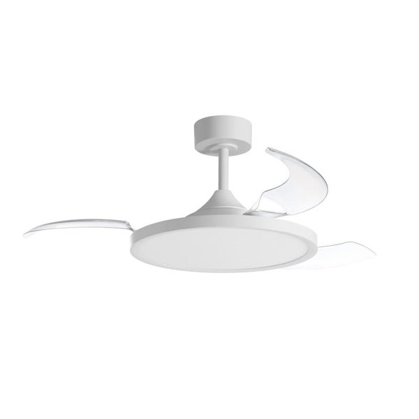 Ventilador de techo LED 30W con aspas abatibles CORFU blanco, Ø107cm 33W, CCT con mando