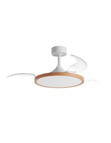 Ventoinha de teto LED CORFU 30W com pás dobráveis, branco natural, Ø107cm, 33W, CCT, com controle remoto