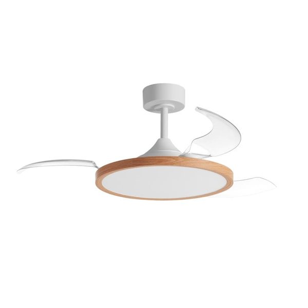 Ventilador de techo LED 30W con aspas abatibles CORFU blanco-natural, Ø107cm 33W, CCT con mando
