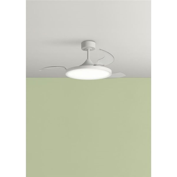 Ventilateur de plafond LED CORFU 30W à pales repliables, blanc naturel, Ø107cm, 33W, CCT, avec télécommande