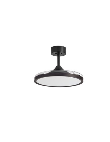 Ventilateur de plafond LED CORFU 30W à pales repliables, noir, Ø107cm, 33W, CCT, avec télécommande