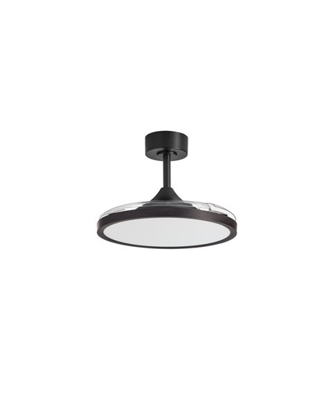 Ventilador de techo LED 30W con aspas abatibles CORFU negro, Ø107cm 33W, CCT con mando