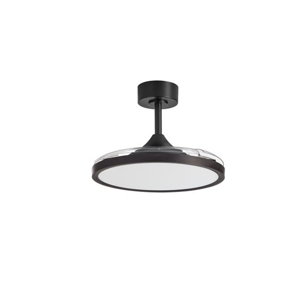 Ventilador de techo LED 30W con aspas abatibles CORFU negro, Ø107cm 33W, CCT con mando