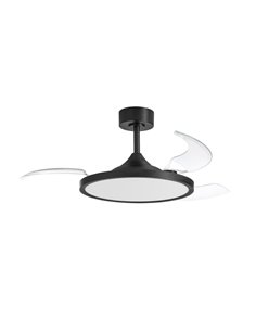 Ventilador de techo LED 30W con aspas abatibles CORFU negro, Ø107cm 33W, CCT con mando
