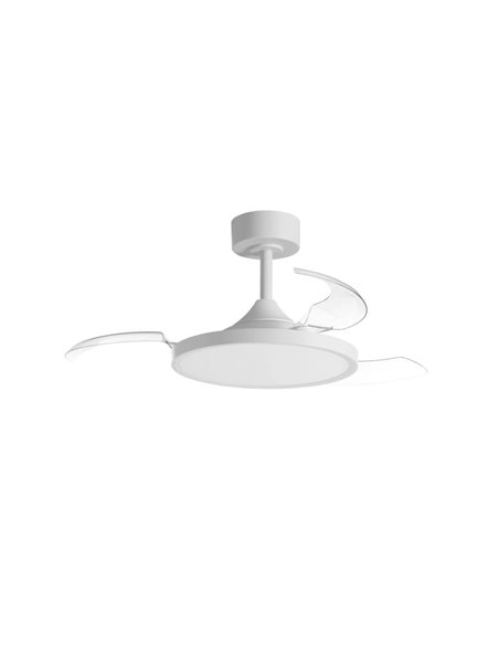 Ventilador de techo con luz LED Ø91cm 30W CORFU XS, con aspas abatibles blanco, 30W, CCT con mando a distancia