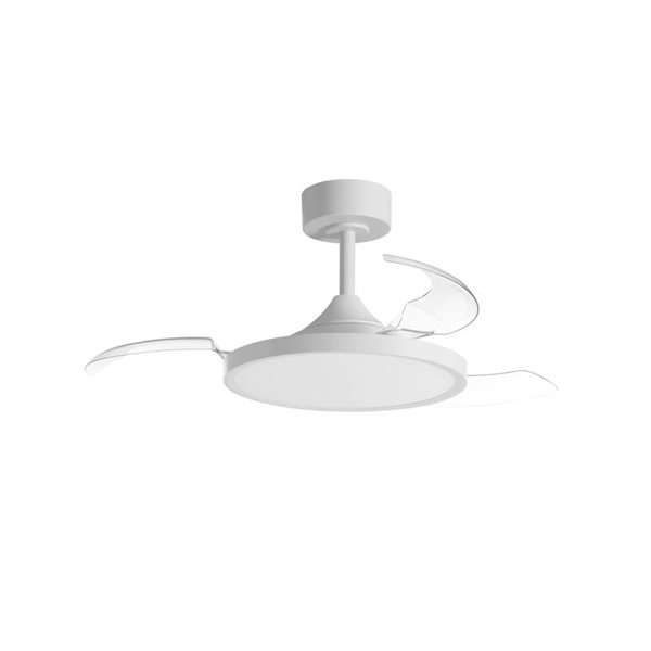 Ventilador de techo con luz LED Ø91cm 30W CORFU XS, con aspas abatibles blanco, 30W, CCT con mando a distancia