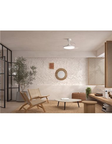 Ventilateur de plafond LED CORFU XS avec éclairage 30 W Ø 91 cm, pales repliables, blanc, 30 W, CCT, avec télécommande