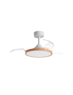 Ventilador de techo con luz LED Ø91cm 30W CORFU XS blanco y madera, motor DC, CCT regulable con mando a distancia