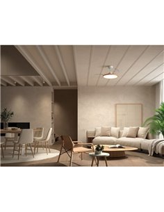 Ventilateur de plafond avec lumière LED Ø91cm 30W CORFU XS blanc et bois, moteur DC, CCT dimmable avec télécommande 2