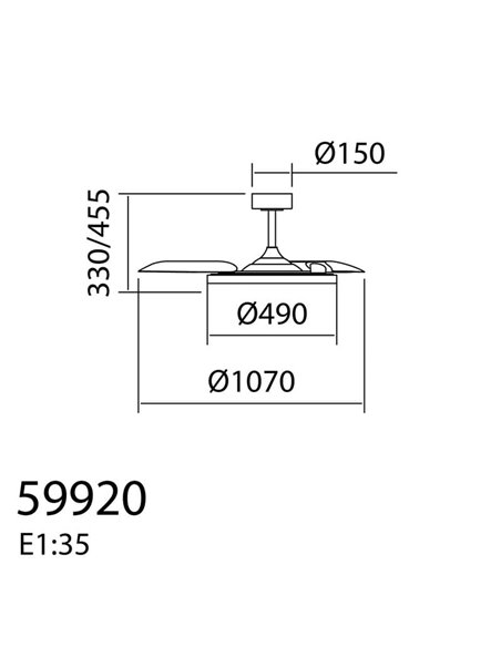 Ventilador de techo LED 30W con aspas abatibles CORFU blanco-natural, Ø107cm 33W, CCT con mando