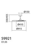 Ventilador de techo con luz LED Ø91cm 30W CORFU XS blanco y madera, motor DC, CCT regulable con mando a distancia