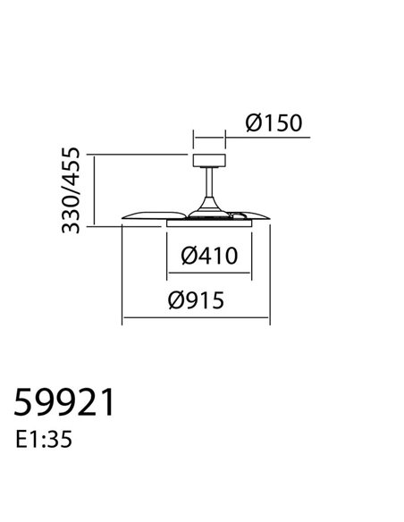 Ventoinha de teto com luz LED Ø91cm 30W CORFU XS branco e madeira, motor DC, CCT regulável com controle remoto