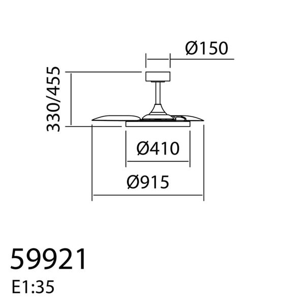 Ventoinha de teto com luz LED Ø91cm 30W CORFU XS preto, motor DC, CCT regulável com controle remoto