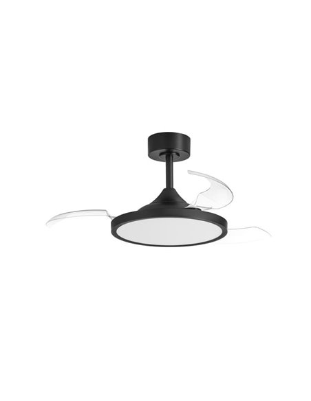 Ventilador de techo con luz LED Ø91cm 30W CORFU XS negro, motor DC, CCT regulable con mando a distancia