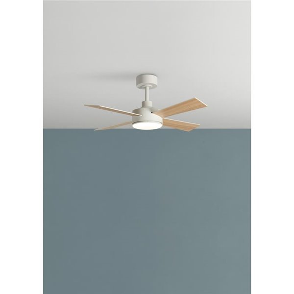 Ventilador de techo con luz LED Ø107cm 24W TASOS blanco, motor DC, aspas reversibles, CCT con mando a distancia