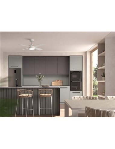 Ventilador de techo con luz LED Ø107cm 24W TASOS blanco, motor DC, aspas reversibles, CCT con mando a distancia
