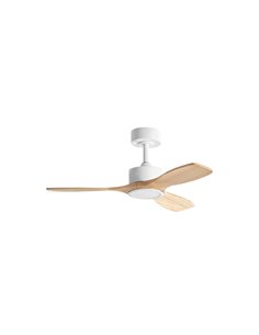 Ventilador de techo con luz LED Ø97cm 21W SANTORINI XS blanco y madera, motor DC 25W con mando a distancia