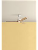 Ventilateur de plafond avec lumière LED Ø97cm 21W SANTORINI XS blanc et bois, moteur DC 25W avec télécommande