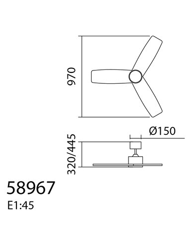 Ventilador de techo con luz LED Ø97cm 21W SANTORINI XS blanco y madera, motor DC 25W con mando a distancia
