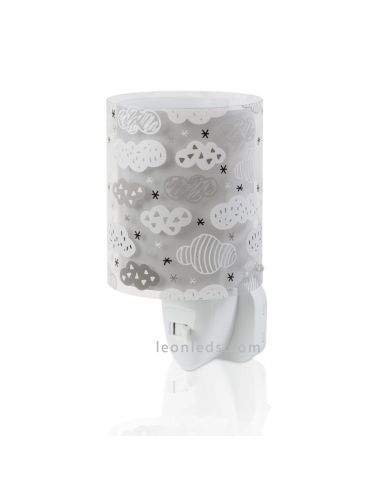 Guarda noturno LED de design infantil da série Dalber Clouds na cor cinza | Leon Iluminação LED