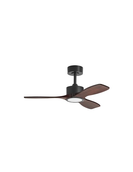Ventilador de techo con luz LED Ø97cm 21W SANTORINI XS negro y nogal, motor DC 25Wcon mando a distancia