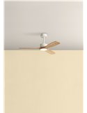 Ventilador de techo con luz LED 21W Ø112cm SANTORINI blanco y madera, motor DC 30W con mando a distancia