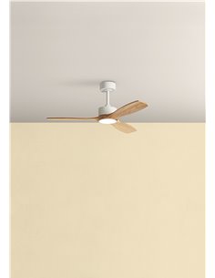 Ventilador de techo con luz LED 21W Ø112cm SANTORINI blanco y madera, motor DC 30W con mando a distancia 2