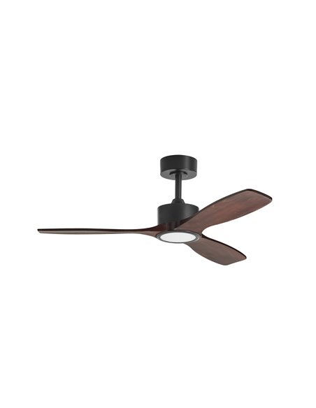 Ventilador de techo con luz LED 21W Ø112cm SANTORINI negro y nogal, motor DC 30W con mando a distancia