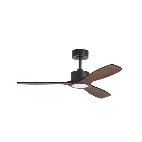 Ventilateur de plafond avec lumière LED 21W Ø112cm SANTORINI noir et noyer, moteur DC 30W avec télécommande