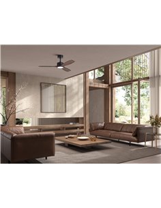 Ventilador de techo con luz LED 21W Ø112cm SANTORINI negro y nogal, motor DC 30W con mando a distancia 2