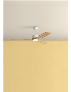Ventilador de techo con luz LED Ø132cm 21W SANTORINI XL blanco y madera, motor DC 33W con mando a distancia 2