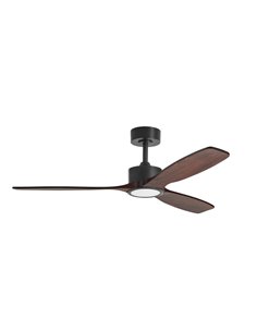 Ventilador de techo con luz LED Ø132cm 21W SANTORINI XL negro y nogal, motor DC33W con mando a distancia