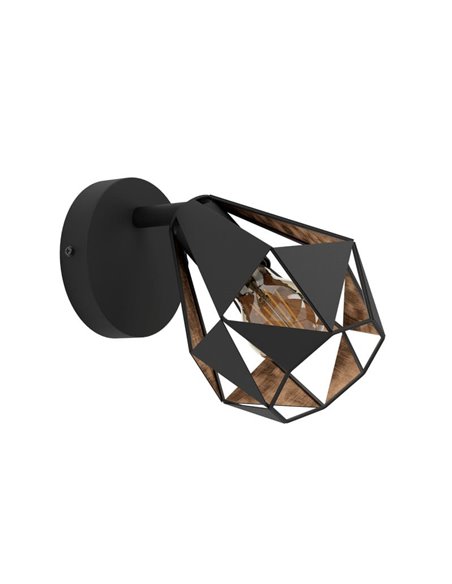 Applique murale CARLTON 7 noire et cuivre, style industriel E27 (non incl.)