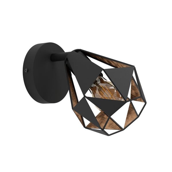 Aplique de pared CARLTON 7 negro y cobre, estilo industrial E27 (no incl.)