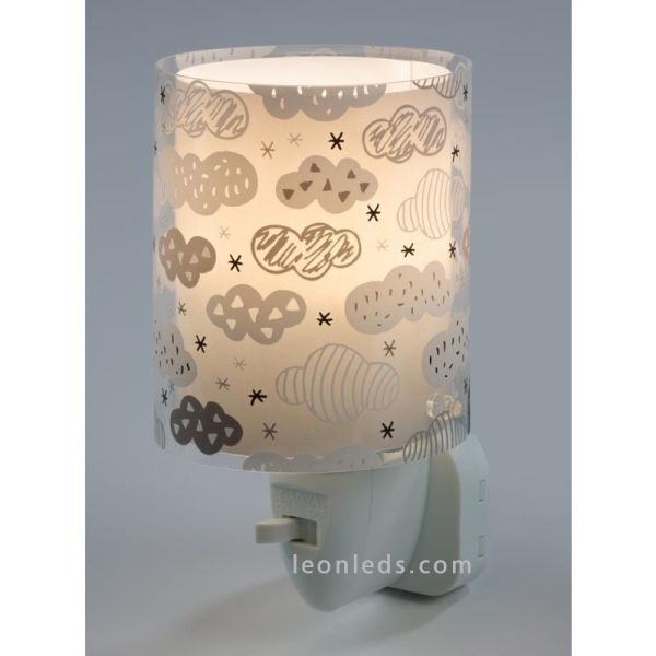 Guarda noturno LED de design infantil da série Dalber Clouds na cor cinza | Leon Iluminação LED