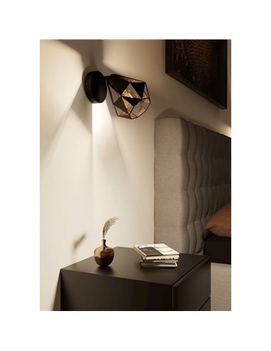 Applique murale CARLTON 7 noire et cuivre, style industriel E27 (non incl.)