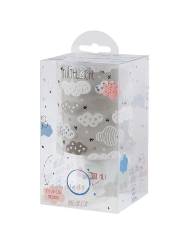 Guarda noturno LED de design infantil da série Dalber Clouds na cor cinza | Leon Iluminação LED