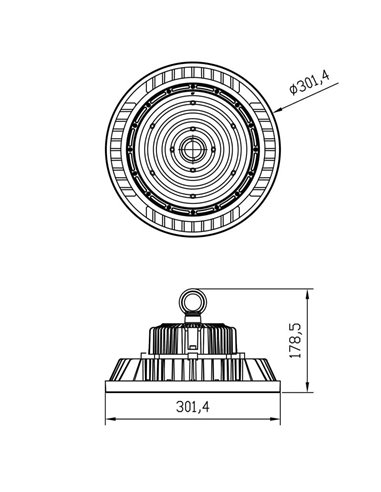 Campana LED Industrial URANO negra Muy Potente 200W, 60º/90º/120º - 4000K-28000Lm/5000K-30000Lm
