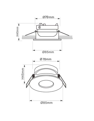 Ring Light Embutido com 1 Lâmpada GUINCHO GU10 (Lâmpada Não Inclusa) Branco/Preto Areia