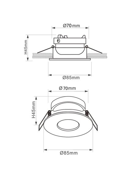 Ring Light Embutido com 1 Lâmpada GUINCHO GU10 (Lâmpada Não Inclusa) Branco/Preto Areia