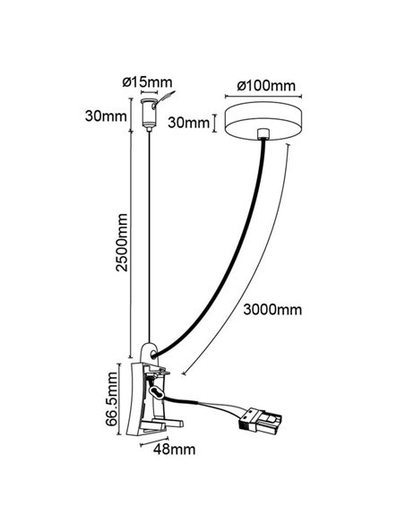 Tampa Lateral com Cabo de Alimentação e Rosácea de Teto HANOK Branco
